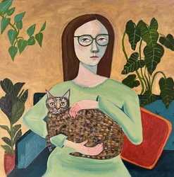 Cozy Woman With Cat