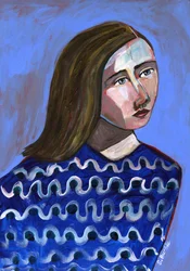 Thoughtful Blue Portrait