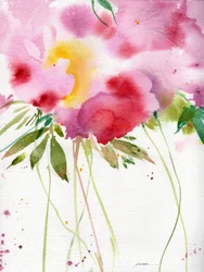Abstract Pink Watercolor Blooms