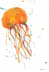 Orange Watercolor Jellyfish