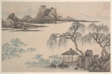 Landscape with Pavilion and Willows (album leaf)