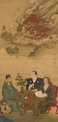 Hanging Scroll depicting A Meeting of Japan, China and the West