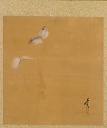 Leaf from Album of Seasonal Themes: Maple Leaves and Feather