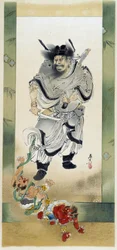 Shoki and the Demons. Self-painting by Shibata Zeshin