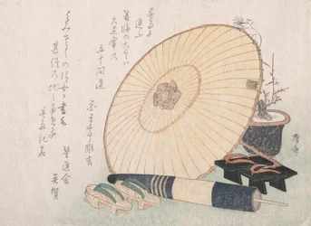 Umbrellas and Geta Japanese Wooden Sandals