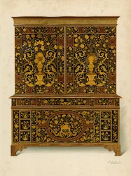 Cabinet Press Inlaid with Marquetry, property of the Marquess of Exeter
