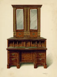 Walnut Inlaid Writing-Cabinet, Property of Alfred A. de Pass
