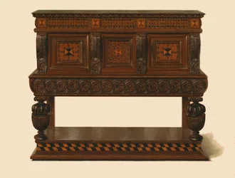 Walnut and Oak Standing Buffet