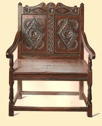 Welsh oak double chair, 1904