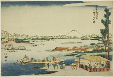 View of the Rokugo River Crossing at the Kawasaki Station, from the series 