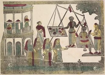 Krishna Weighted against Precious Objects (verso)