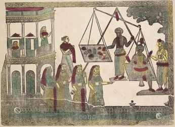 Krishna Weighted against Precious Objects