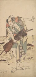 Arashi Sangoro as a Ronin Samurai Standing on the Bank, ca. 1777