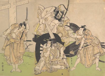 Kabuki Actors Ichikawa Yaozo II, Nakajima Mihoemon II, Ichikawa Ebizo III