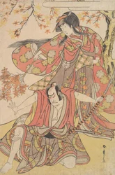 Segawa Kikunojo III as a Woman Standing under a Maple Tree in the Autumn