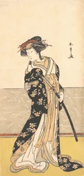 The Actor Nakamura Riko, as a Courtesan with a Sword, ca. 1780