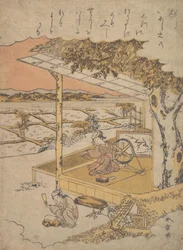 Woman on Veranda, Spinning, 18th Century
