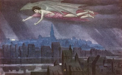 The Golden Legend: Lucifer flying over the city