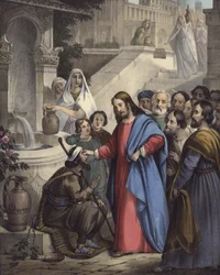 Jesus gives sight to one born blind