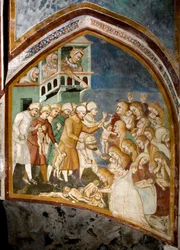 The Massacre of the Innocents (Detail). Fresco of the School of Siena. 1363-1366. Monastery of Saint Benedetto, Subiaco, Italy