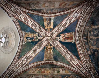 View of the Frescoes Decorating One of the Vaults of the Upper Church Representing the Four Doctors of the Roman Church: Ambrose of Milan