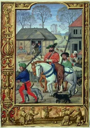 November: Return from the hunt, from a Book of Hours, or the Golf Book, c.1520-30