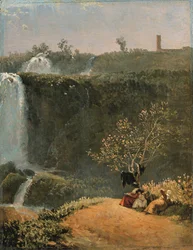 Elisabeth Louise Vigée-Lebrun Drawing the Tivoli Waterfall with Her Daughter Julie and Her Governess