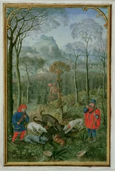 December: Killing the Boar, from a Book of Hours, c.1540