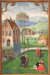 Courting couples, from a Book of Hours, c.1540