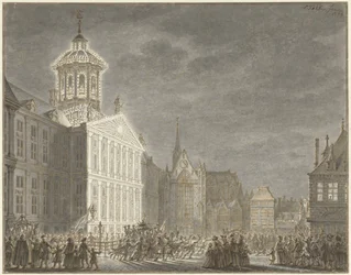 Illumination of the town hall for William V and Wilhelmina of Prussia, 1768