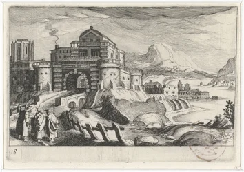 Disciples at Emmaus before a City Gate in a Mountain Landscape (Southern European Landscapes series)