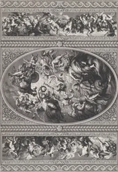 The Apotheosis of James I in an Oval at Center, Friezes with Putti and Garlands
