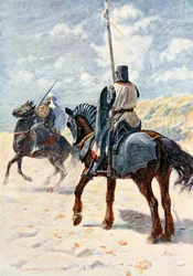 A Saracen approaches a Crusader Knight, illustration for 