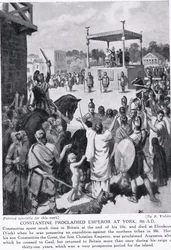 Constantine Proclaimed Emperor at York, 306 A.D., illustration from 