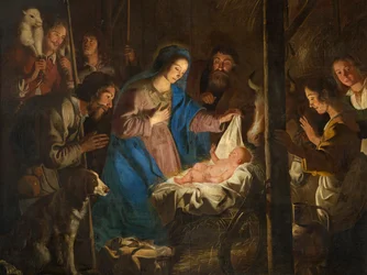 Parish Church (Onze-Lieve-Vrouw-Hemelvaartkerk). Interior. Painting. Christmas Scene. Simon De Paepe. Origin Abbey Ename (?).