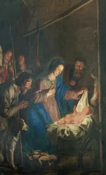 Parish Church (Onze-Lieve-Vrouw-Hemelvaartkerk). Interior. Painting. Christmas Scene. Simon De Paepe. Origin Abbey Ename (?)