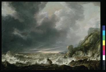 Ship In Distress Off A Rocky Coast
