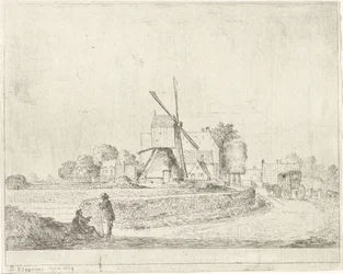 Mill and Houses Along a Country Road