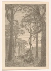 Girl and Flute Player in Forest
