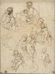 Sketches of the Virgin and Child, and the Holy Family