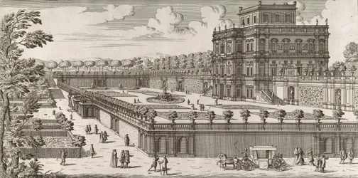 View of the side facade of the Palazzo Pamphili and its garden Secondo prospetto