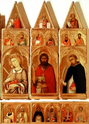 Saint Catherine of Alexandria, Saint John the Baptist, Saint Peter of Verona. (detail)