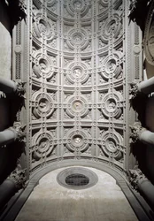 Interior view of the vaulted ceiling of the vestibule of the church by Simone del Pollaiolo