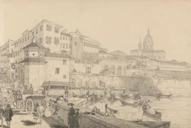 Album of 30 Views in the Tyrol and Italy: View of Casino Pecori on the Lung Arno, Residence of Sir Charles D