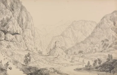 Album of 30 Views in the Tyrol and Italy: View on the Eisak near Mittenwald, 27th October 1840