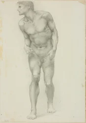 Standing Nude Male with Face in Profile
