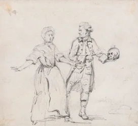 Two Figures with a Skull