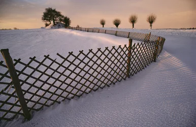 A Viking tomb in the snow near Elverhoej, Denmark in the winter snow