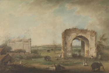 View of a Mosque and Gateway at Motijhil