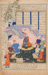 Luhrasp Hears from the Returning Paladins of the Vanishing Kai Khusrau, Folio